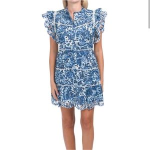 House of Harlow 1960 Blue Floral Eyelet Dress